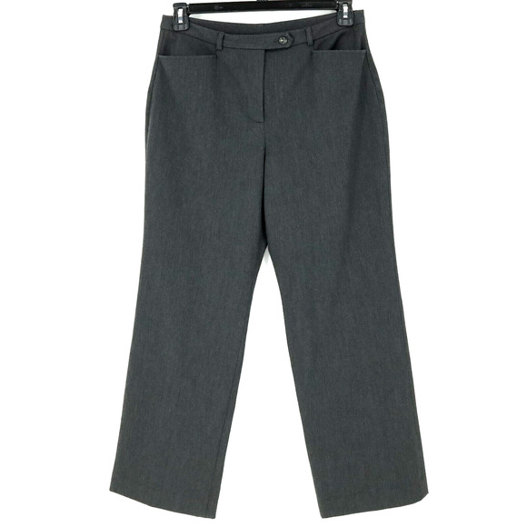 Talbots Pants - Talbots Dress Pants Petites 12P Dark Gray Stretch Straight Leg Pockets Vintage